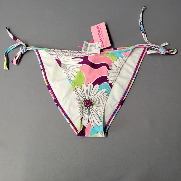 Cia Maritima Bikini Womens Large Floral Neoprene Swimwear Tie Side Semi Cheeky - Picture 9 of 14
